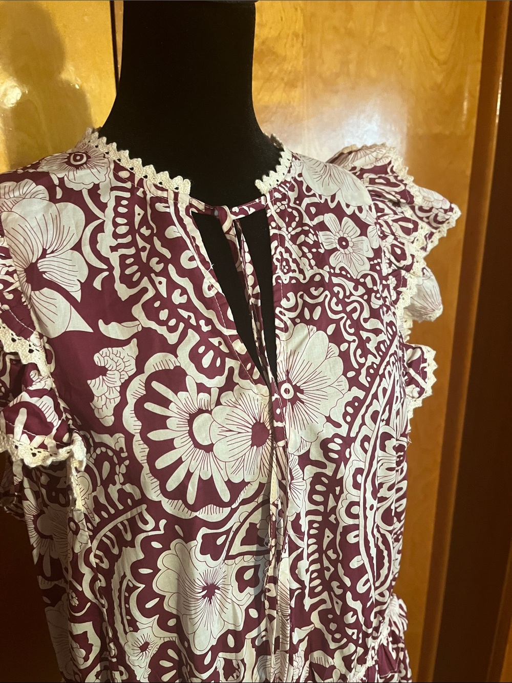 Avara NWT XXL Maren Floral Tiered Mini Dress in Plum and White - Picture 3 of 5